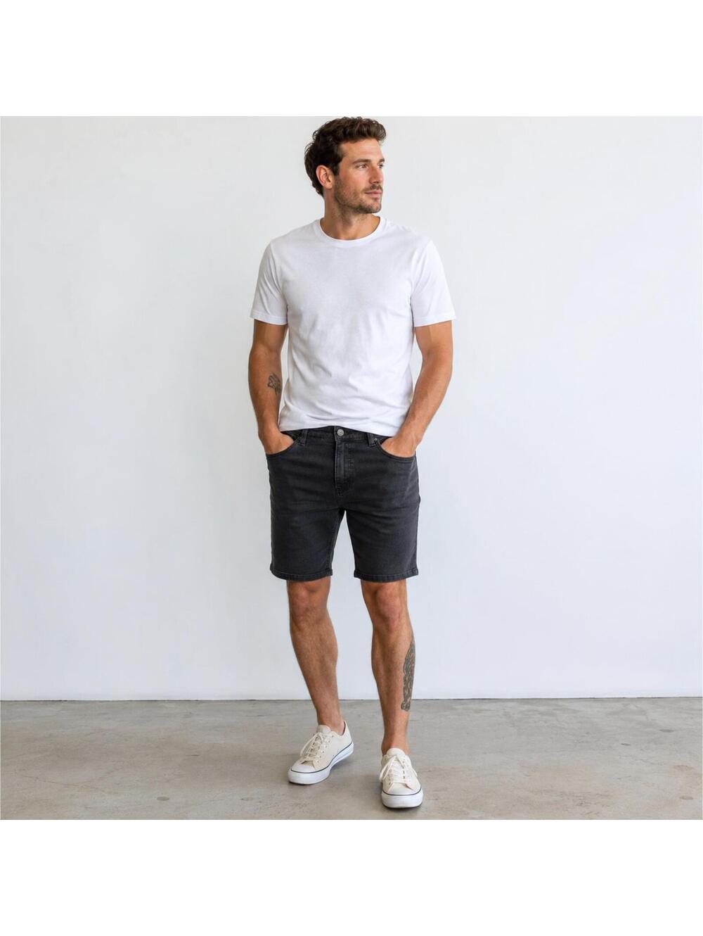 DUER Men’s 32 Slim Fit Black Stretch Denim Shorts Performance Casual 11” Inseam